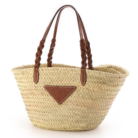 Prada Tote Raffia Bag Basket Tan - Picture 1 of 11